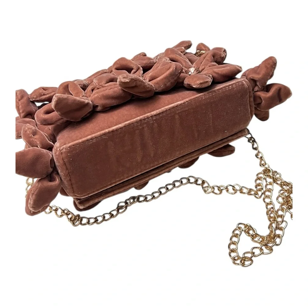 By Anthropologie 3D Floral Velvet Pink Rose Embellished Crossbody Bag - NWT - Picture 4 of 15